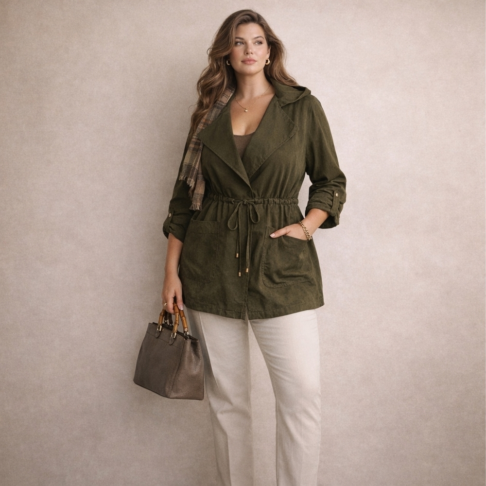 May & July Olive Utility Jacket – Deep Olive Green – Size 3X
